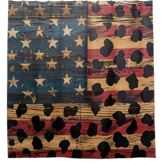 Rustige Amerikaanse Vlag Luipaardprint (4) Douchegordijn (Voorkant)