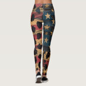 Rustige Amerikaanse Vlag Luipaardprint (4) Leggings (Achterkant)