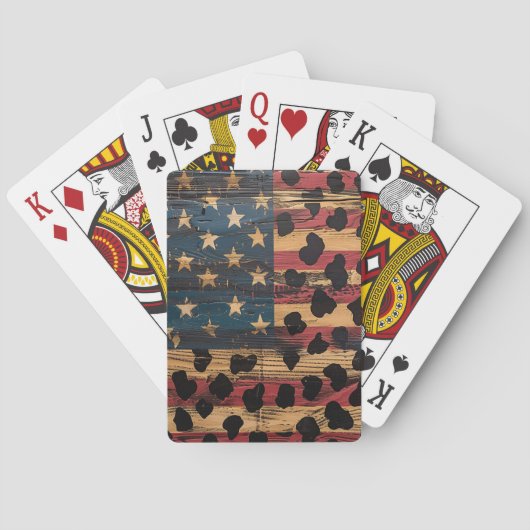 Rustige Amerikaanse vlag luipaardprint (4) Pokerkaarten (Achterkant)