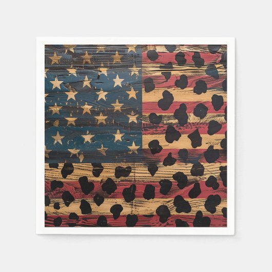 Rustige Amerikaanse vlag luipaardprint (4) Servet (Voorkant)