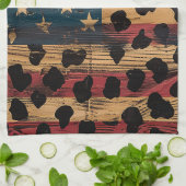 Rustige Amerikaanse vlag luipaardprint (4) Theedoek (Gevouwen)