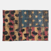 Rustige Amerikaanse vlag luipaardprint (4) Theedoek (Horizontaal)