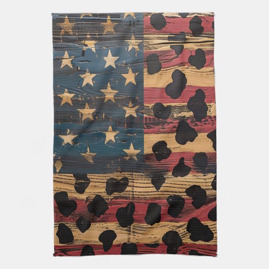 Rustige Amerikaanse vlag luipaardprint (4) Theedoek (Verticaal)