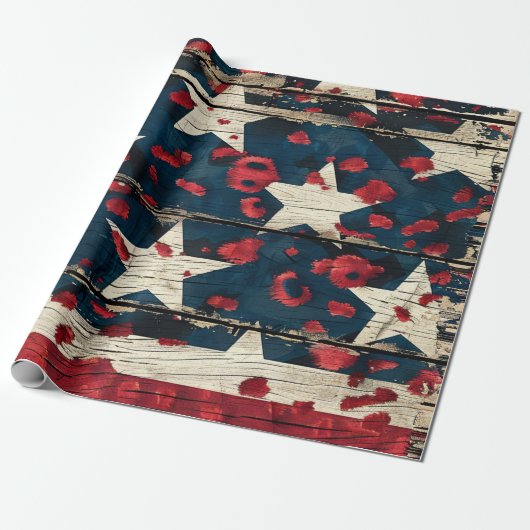 Rustige Amerikaanse vlag luipaardprint (5) Cadeaupapier (Uitgerold)