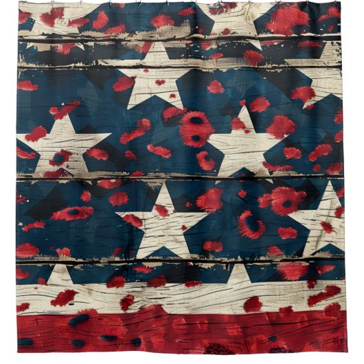 Rustige Amerikaanse Vlag Luipaardprint (5) Douchegordijn (Voorkant)