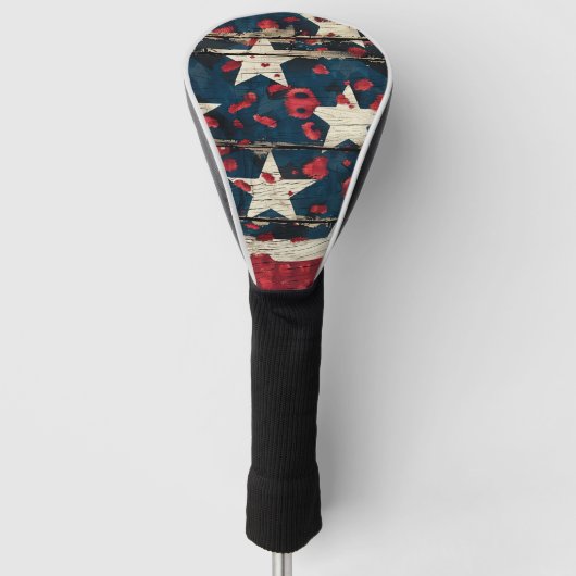 Rustige Amerikaanse Vlag Luipaardprint (5) Golfheadcover (Voorkant)