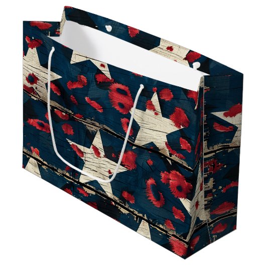 Rustige Amerikaanse Vlag Luipaardprint (5) Groot Cadeauzakje (Voorkant Gekanteld)