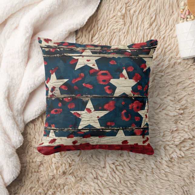 Rustige Amerikaanse vlag luipaardprint (5) Kussen (Deken)