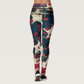 Rustige Amerikaanse vlag luipaardprint (5) Leggings (Achterkant)