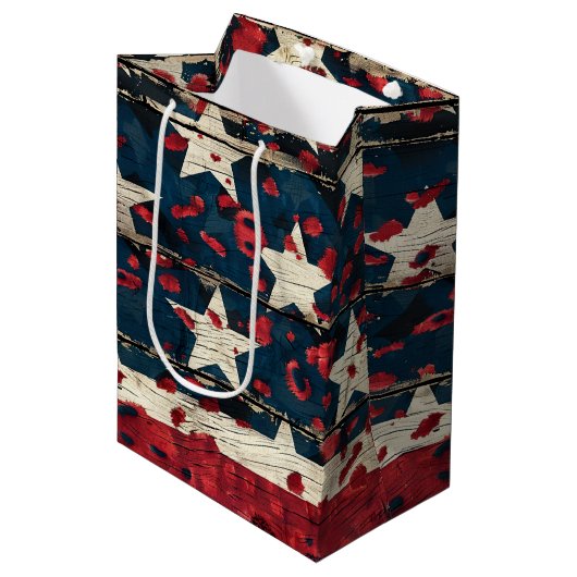 Rustige Amerikaanse vlag luipaardprint (5) Medium Cadeauzakje (Voorkant Gekanteld)
