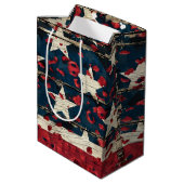 Rustige Amerikaanse vlag luipaardprint (5) Medium Cadeauzakje (Achterkant Gekanteld)