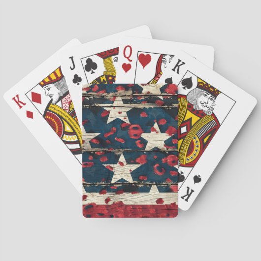 Rustige Amerikaanse vlag luipaardprint (5) Pokerkaarten (Achterkant)