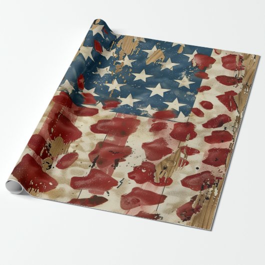 Rustige Amerikaanse vlag luipaardprint (6) Cadeaupapier (Uitgerold)