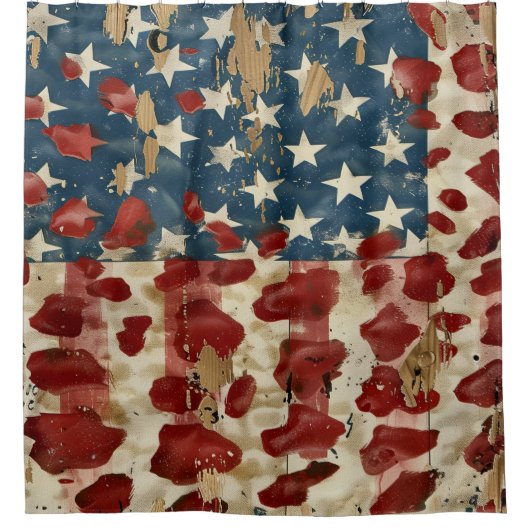 Rustige Amerikaanse vlag luipaardprint (6) Douchegordijn (Voorkant)