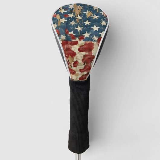 Rustige Amerikaanse vlag luipaardprint (6) Golfheadcover (Voorkant)