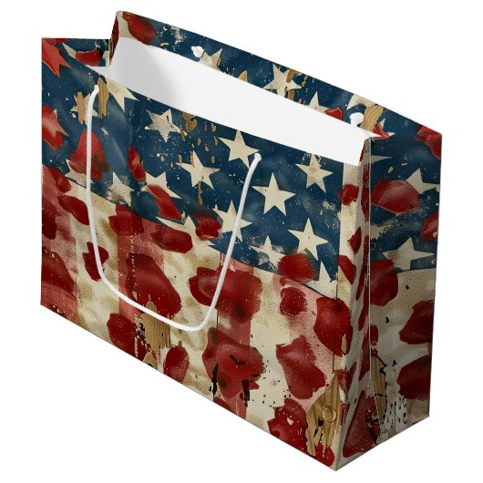 Rustige Amerikaanse vlag luipaardprint (6) Groot Cadeauzakje (Voorkant Gekanteld)
