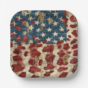 Rustige Amerikaanse vlag luipaardprint (6) Papieren Bordje