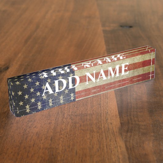 Rustige Amerikaanse vlag Naambordje (Zijkant)