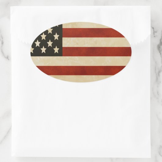 Rustige Amerikaanse vlag Ovale Sticker (Tas)