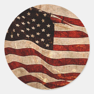 Rustige Amerikaanse vlag - Patriottische afdrukken Ronde Sticker