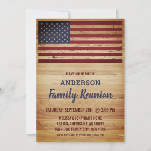 Rustige Amerikaanse Vlag Patriottische Familie Reu Kaart (Voorkant)