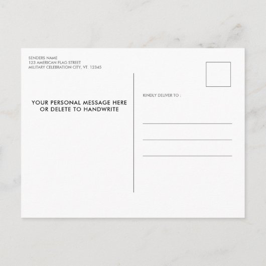 Rustige Amerikaanse Vlag Patriottische Familie Reu Uitnodiging Briefkaart (Achterkant)