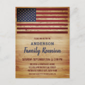 Rustige Amerikaanse Vlag Patriottische Familie Reu Uitnodiging Briefkaart (Voorkant)