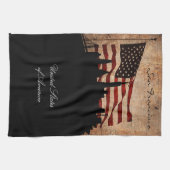 Rustige Amerikaanse vlag San Francisco Skyline Theedoek (Horizontaal)