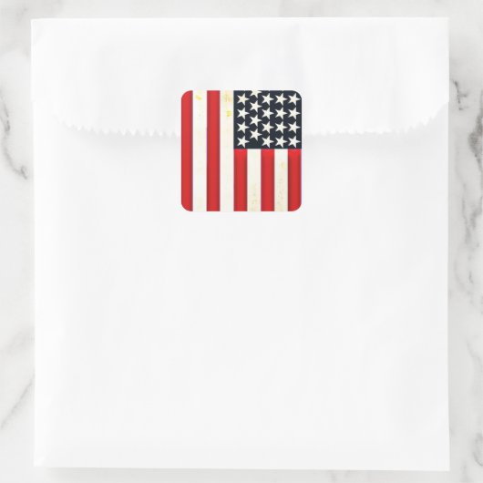 Rustige Amerikaanse vlag Vierkante Sticker (Tas)