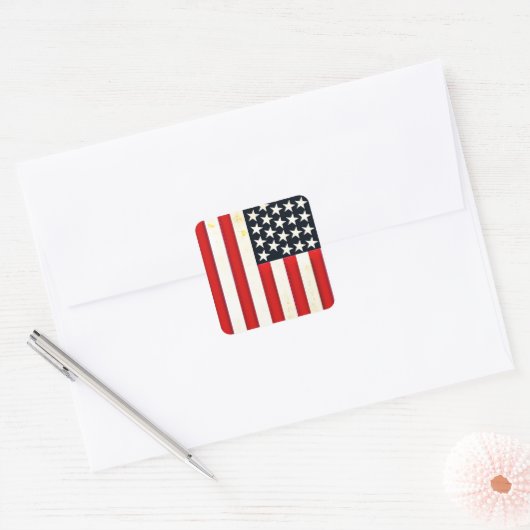 Rustige Amerikaanse vlag Vierkante Sticker (Envelop)