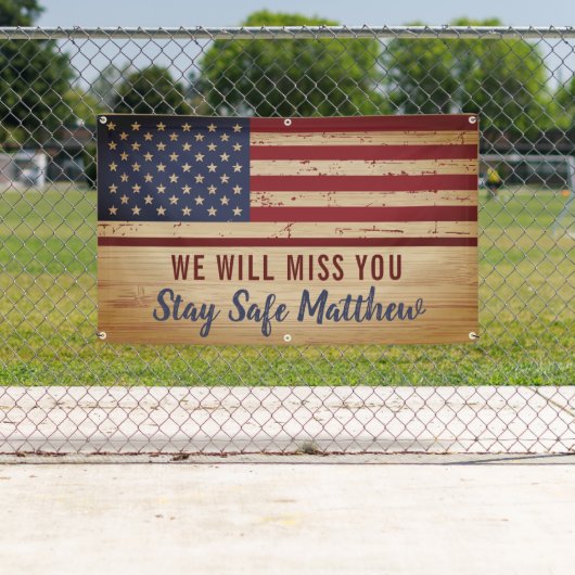 Rustige Amerikaanse vlaggen gaan weg Spandoek (Insitu)