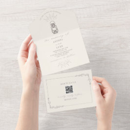 Rustige Amethyst Lantern QR Code RSVP All In One Uitnodiging