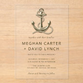 Rustige  Anchor Nautical Wedding Acryl Uitnodigingen (Voorkant)