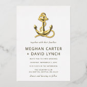 Rustige Anchor Nautical Wedding Folie Uitnodiging (Voorkant)