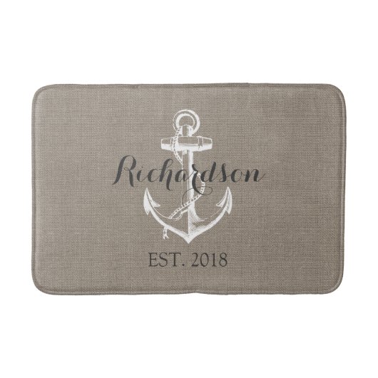Rustige  Anchor Wedding Monogram Badmat (Voorkant)