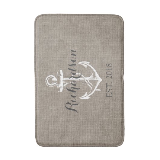 Rustige  Anchor Wedding Monogram Badmat (Voorkant Verticaal)