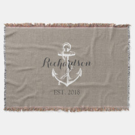 Rustige  Anchor Wedding Monogram Deken