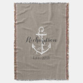 Rustige  Anchor Wedding Monogram Deken (Voorkant Verticaal)
