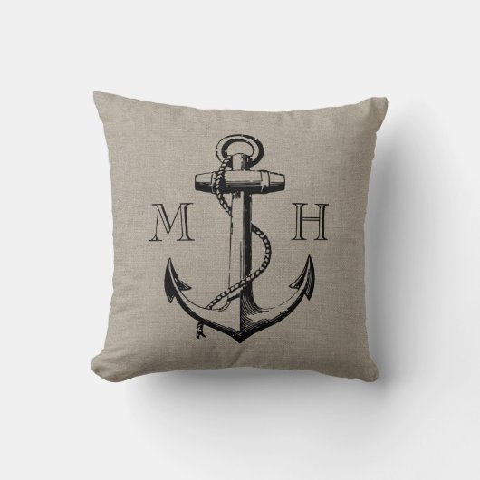 Rustige  Anchor Wedding Monogram Kussen (Voorkant)
