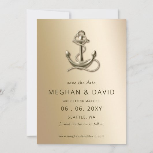 Rustige  anker Nautical Save the Date Aankondiging (Voorkant)