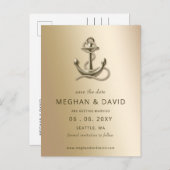Rustige  anker Nautical Save the Date Aankondigingskaart (Voorkant / Achterkant)