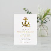 Rustige  anker Nautical Save the Date Folie Uitnodiging Briefkaart (Staand Voorkant)