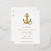 Rustige  anker Nautical Save the Date Folie Uitnodiging Briefkaart (Voorkant / Achterkant)