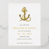 Rustige  anker Nautical Save the Date Folie Uitnodiging Briefkaart (Voorkant)