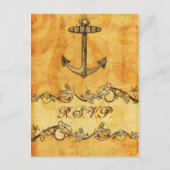 rustige, , anker nautische bruiloft rsvp uitnodiging briefkaart (Voorkant)