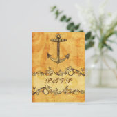 rustige, , anker nautische bruiloft rsvp uitnodiging briefkaart (Staand voorkant)