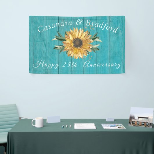 Rustige Anniversay| Zonnebloem Blauwgroen blauw ho Spandoek (Beurs)