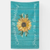 Rustige Anniversay| Zonnebloem Blauwgroen blauw ho Spandoek (Verticaal)