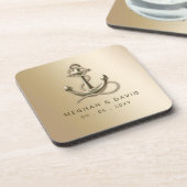 Rustige  Antiek Anchor Nautical Wedding Bier Onderzetter (Linkerzijde)