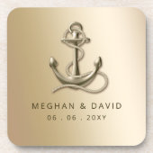 Rustige  Antiek Anchor Nautical Wedding Bier Onderzetter (Voorkant)